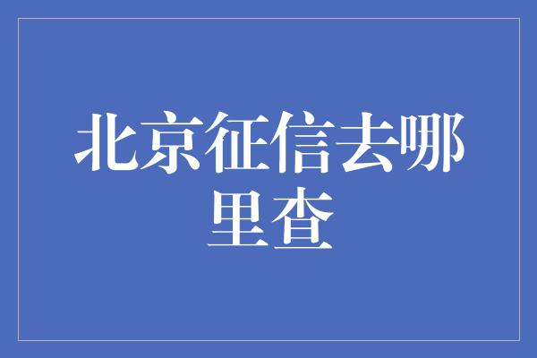 北京征信去哪里查