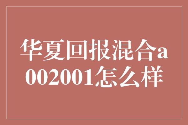 华夏回报混合a002001怎么样