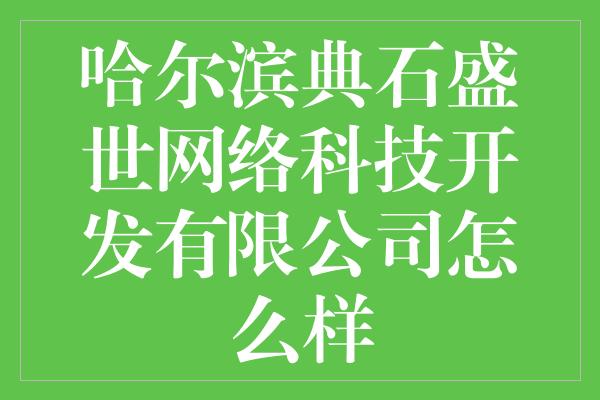 哈尔滨典石盛世网络科技开发有限公司怎么样