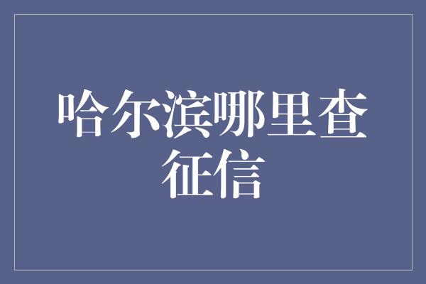 哈尔滨哪里查征信