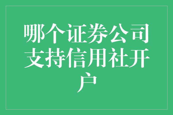 哪个证券公司支持信用社开户