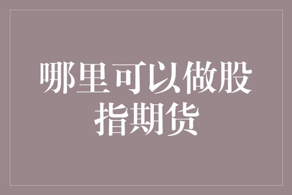 哪里可以做股指期货