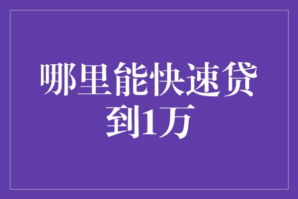 哪里能快速贷到1万