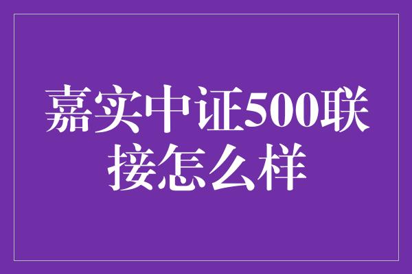 嘉实中证500联接怎么样