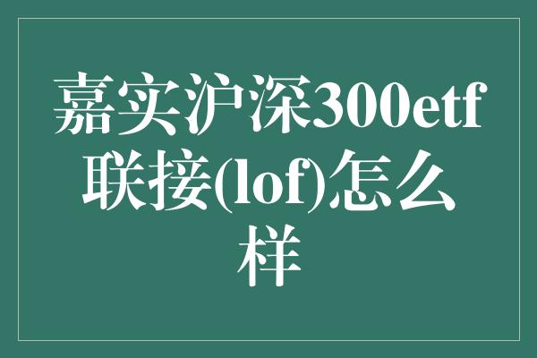 嘉实沪深300etf联接(lof)怎么样