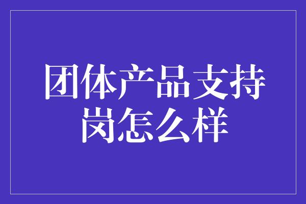 团体产品支持岗怎么样