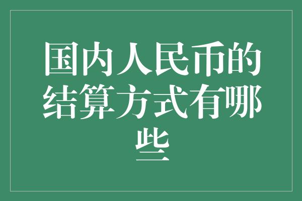 国内人民币的结算方式有哪些