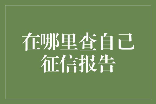 在哪里查自己征信报告