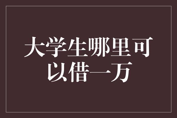 大学生哪里可以借一万