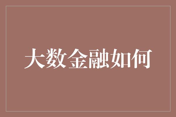 大数金融如何