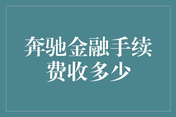 奔驰金融手续费收多少