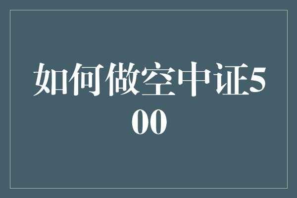 如何做空中证500