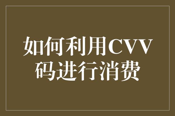 如何利用CVV码进行消费