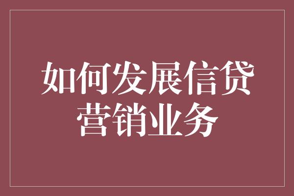 如何发展信贷营销业务