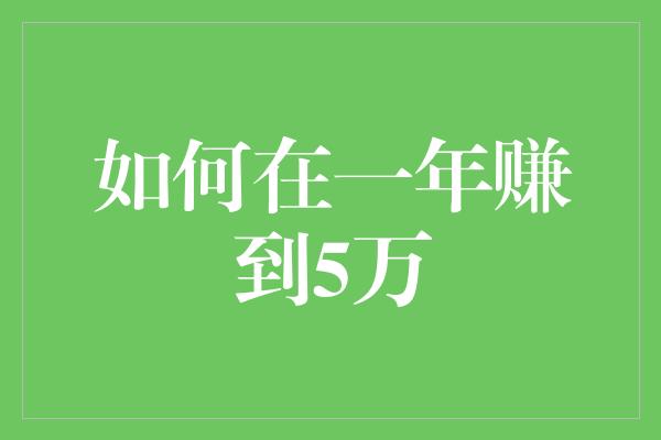 如何在一年赚到5万