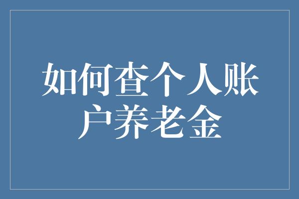 如何查个人账户养老金