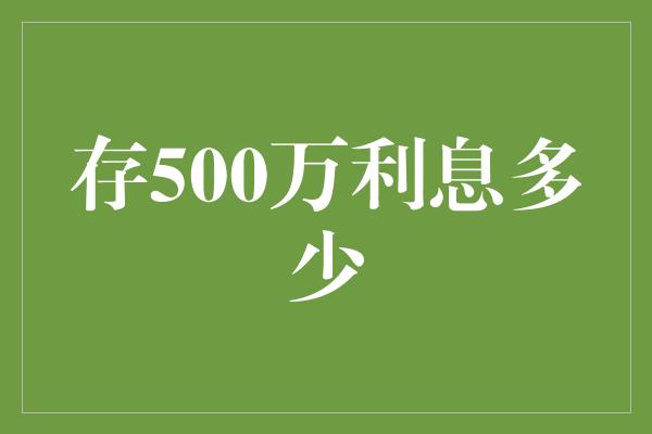 存500万利息多少