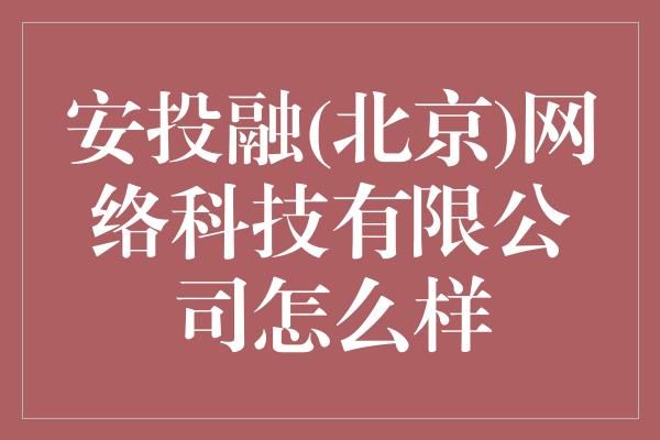 安投融(北京)网络科技有限公司怎么样