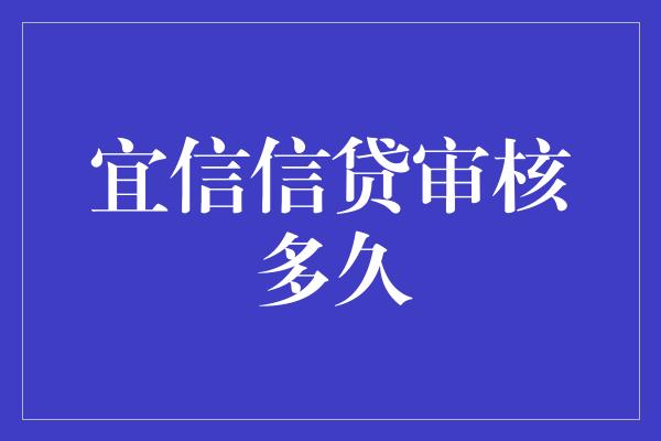 宜信信贷审核多久