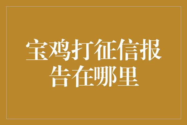 宝鸡打征信报告在哪里