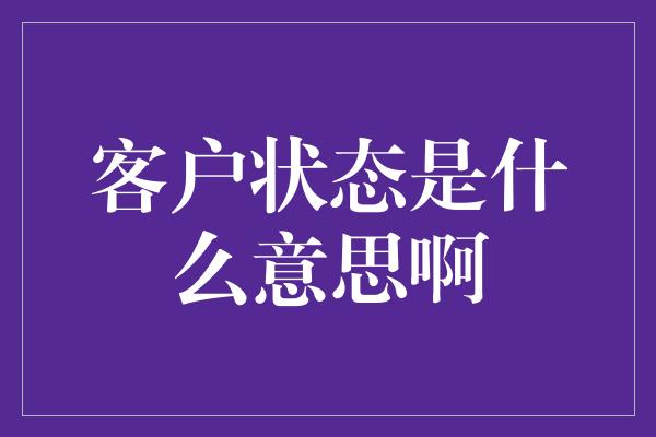 客户状态是什么意思啊