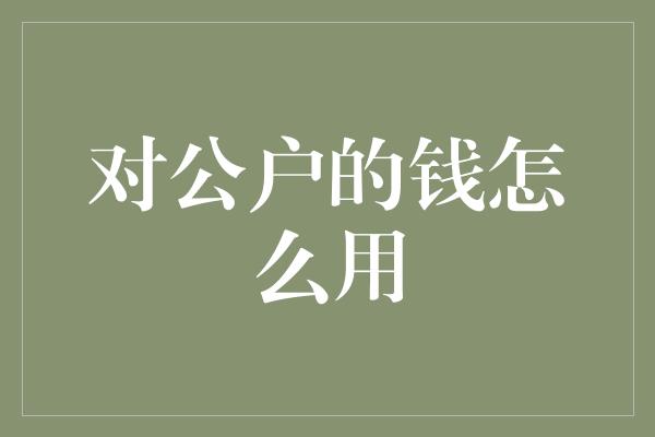 对公户的钱怎么用