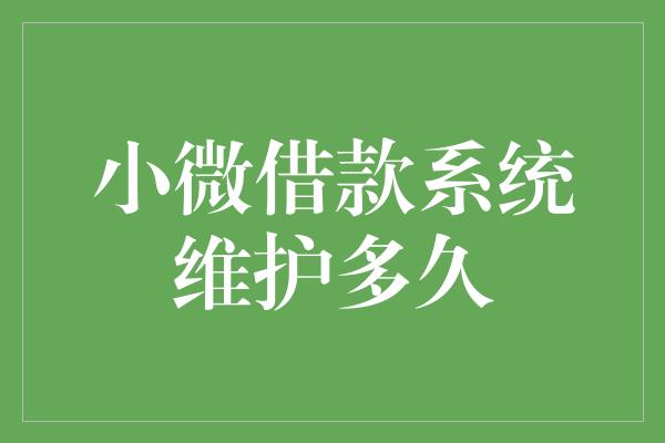 小微借款系统维护多久