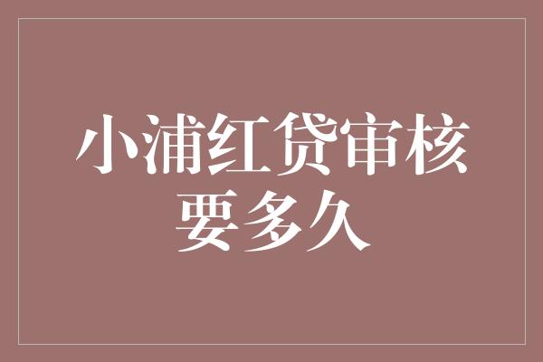 小浦红贷审核要多久