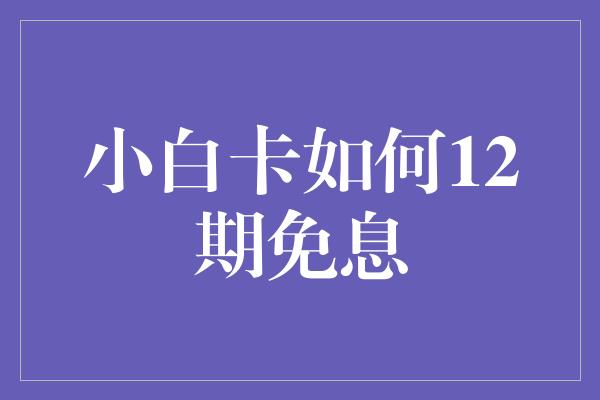 小白卡如何12期免息