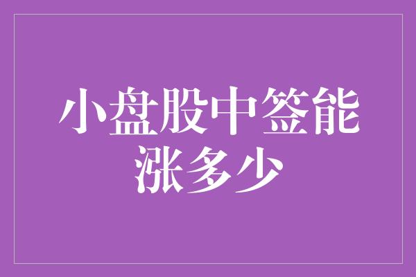 小盘股中签能涨多少