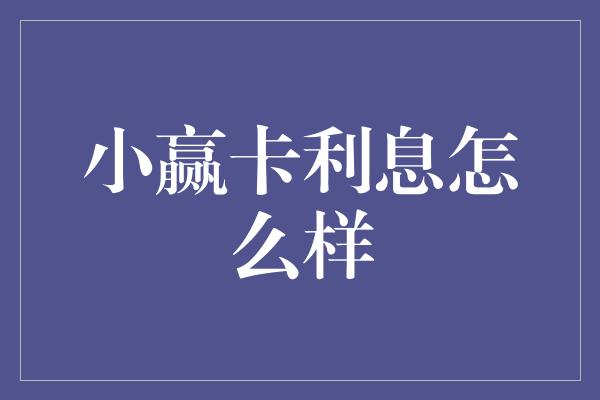 小赢卡利息怎么样