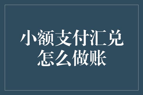 小额支付汇兑怎么做账