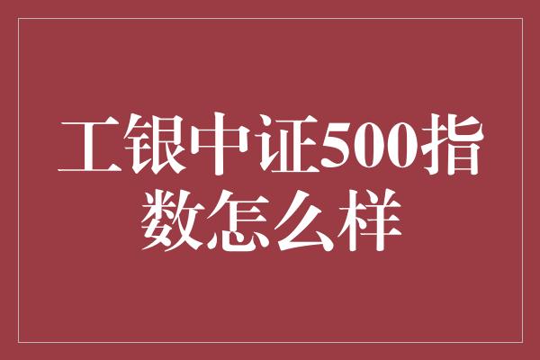 工银中证500指数怎么样