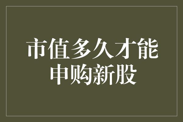 市值多久才能申购新股