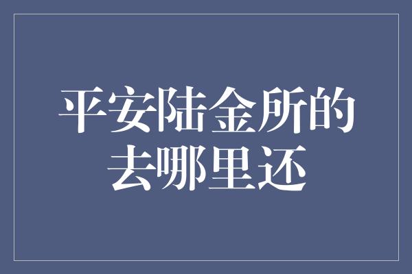 平安陆金所的去哪里还