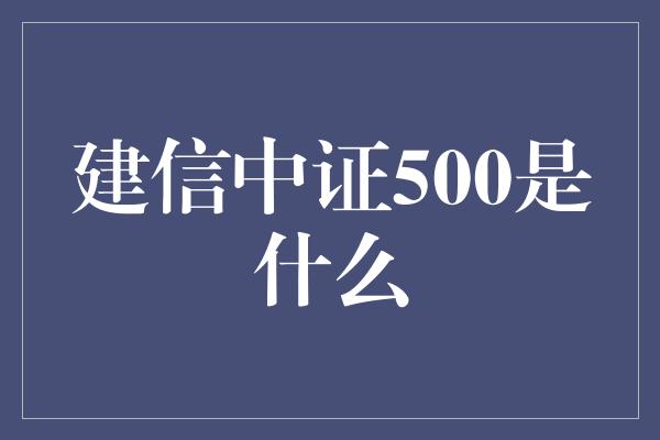 建信中证500是什么