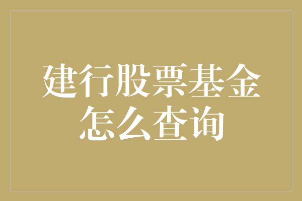 建行股票基金怎么查询