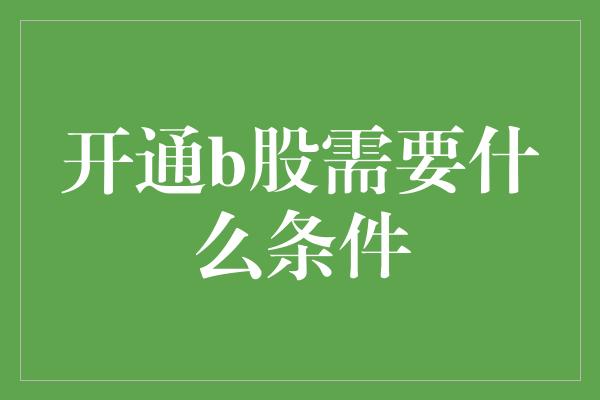 开通b股需要什么条件