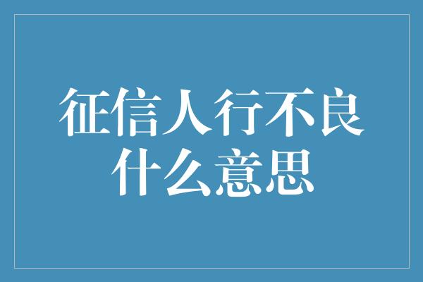 征信人行不良什么意思