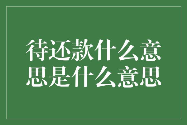 待还款什么意思是什么意思