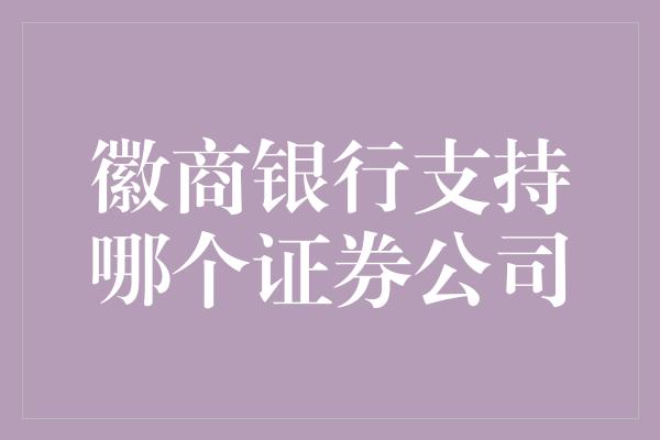 徽商银行支持哪个证券公司