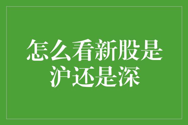 怎么看新股是沪还是深