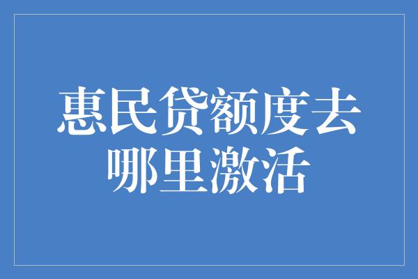 惠民贷额度去哪里激活