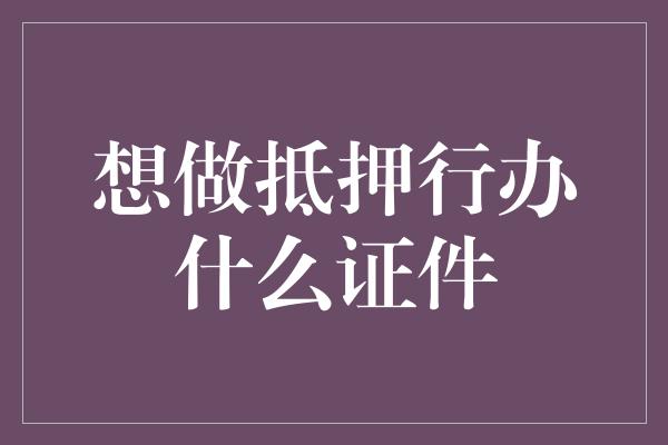 想做抵押行办什么证件