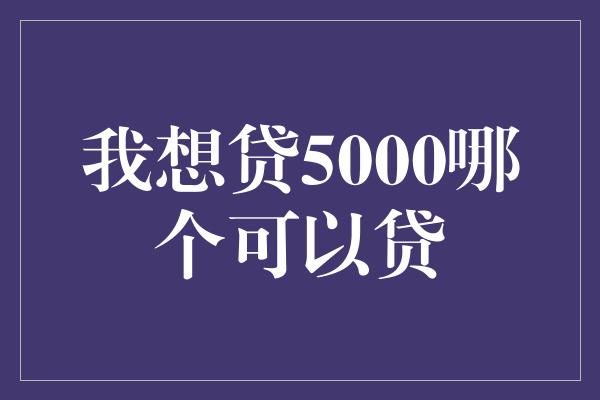 我想贷5000哪个可以贷