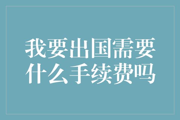 我要出国需要什么手续费吗