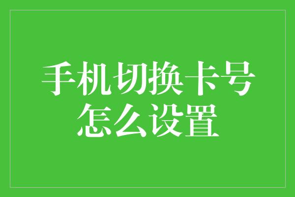 手机切换卡号怎么设置