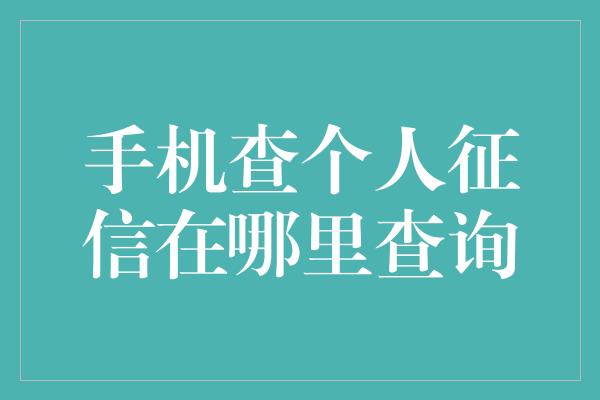 手机查个人征信在哪里查询