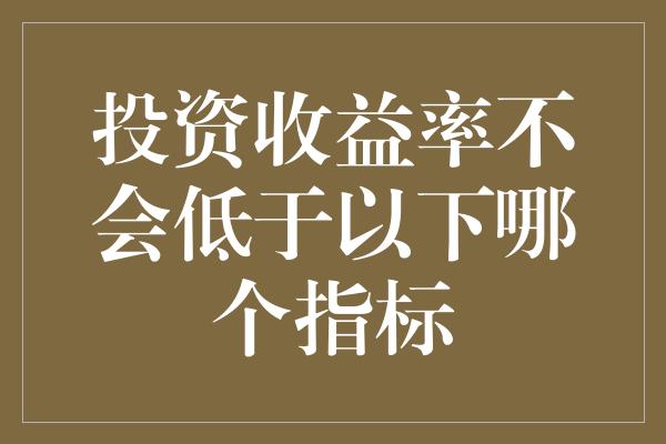 投资收益率不会低于以下哪个指标