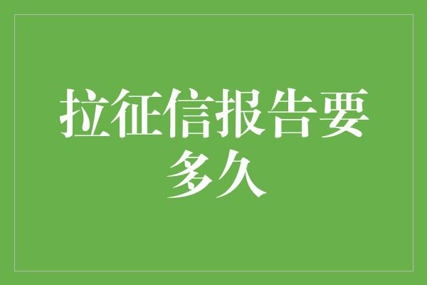 拉征信报告要多久